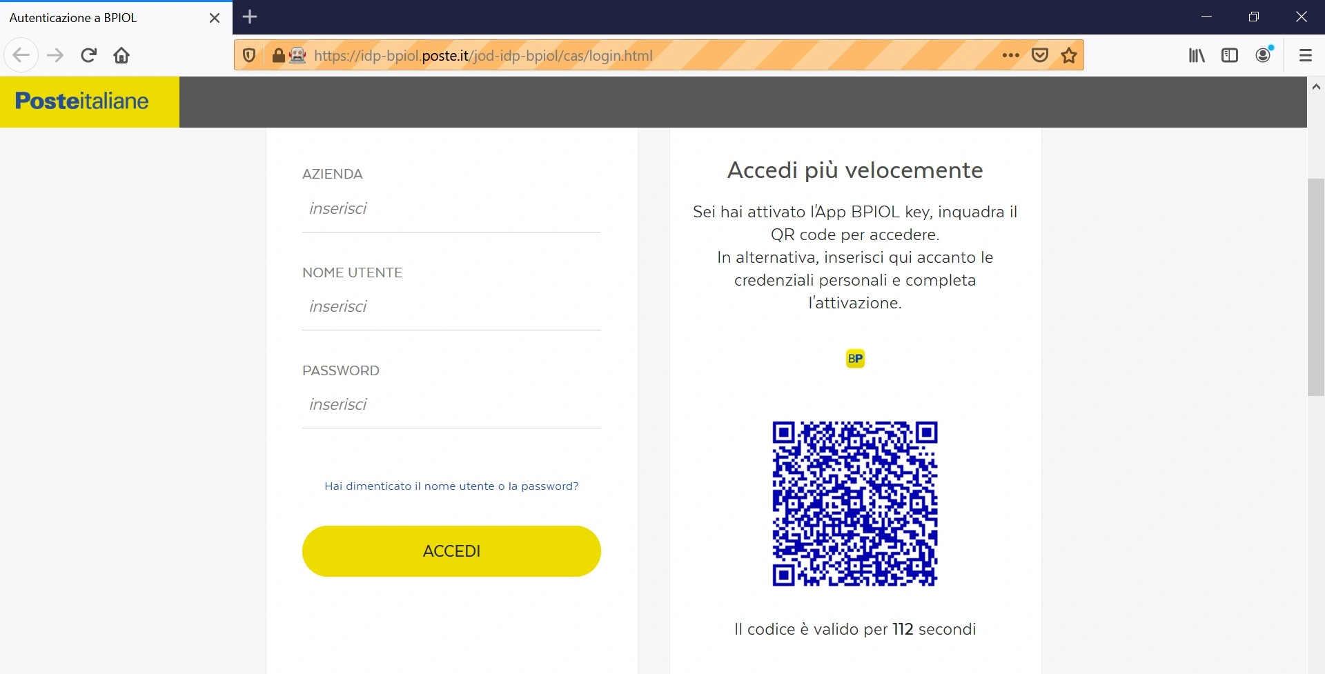 schermata qrcode
